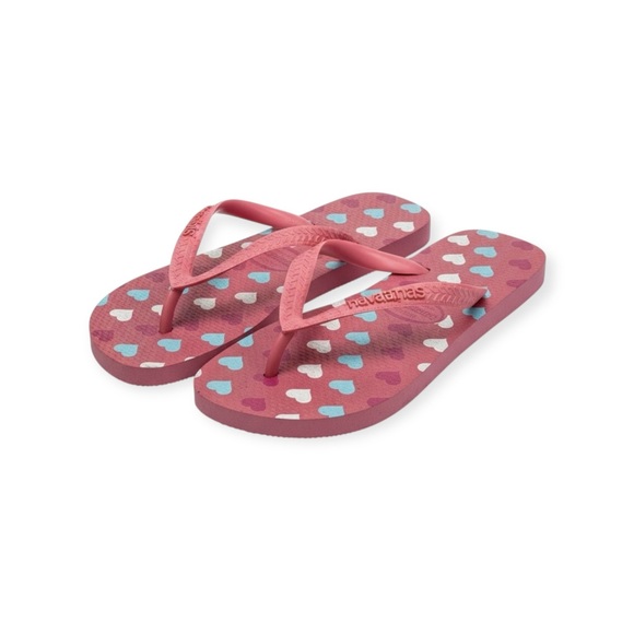 Havaianas Shoes - Top Havaianas ❤︎︎ Heart Print Flip Flops ❤︎︎ Brazilian Beach Sandal ❤︎︎ Pink 4 5